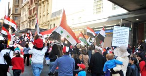 Sydney, August 5: Thousands and thousands of people marched through the streets of Sydney in opposition to NATO’s proxy war on Syria. 