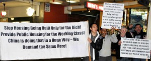 Sydney Rally for public housing noted that while capitalist Australian governments are selling off public housing, in socialistic China they started construction of over 10 million public housing units in 2011 alone.