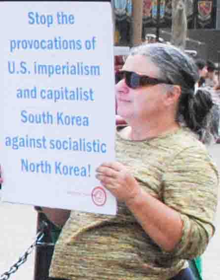 A participant at the February 12 speakout in defence of socialistic North Korea.