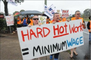 Sydney, December 2012: Picket outside Sargents Pie factory.