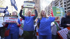 Health sector employees opposed to the government’s moves to force people to pay for doctor’s visits are among the hundreds of thousands of people who have marched in rallies opposed to Abbott government’s budget. 