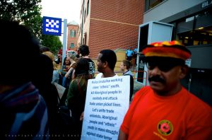 Blacktown, Western Sydney: One of the Trotskyist Platform placards at the November 2013 protest against racist police violence. Credit: Jaroslaw Gasiorek