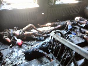 May 2014: The reality of Ukraine’s Western-backed “democracy.” Anti-government activists burnt to death in the Odessa Trade Union Hall.