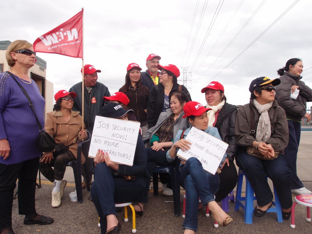 November 2011, Workers at the Baida poultry plant in Laverton, Victoria on the picket line during a two-week long strike for job security and against bullying bosses.