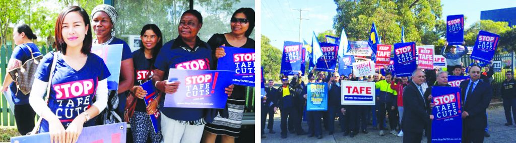 In 2015, teachers, staff and local residents across NSW protested against cuts to TAFE. The government’s cuts have seen hundreds of TAFE teaching jobs slashed and whole TAFE courses axed.